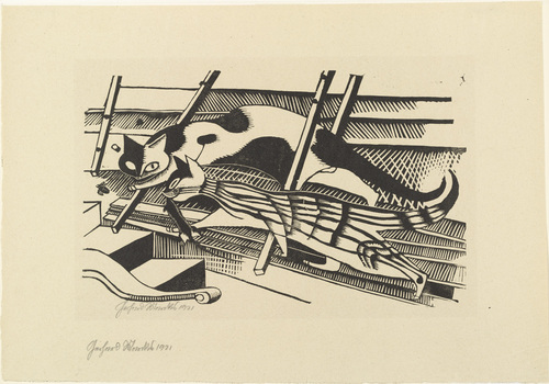 Gerhard Marcks. Cats (Die Katzen) from the portfolio New European Graphics, 1st Portfolio: Masters of the State Bauhaus, Weimar , 1921 (Neue europ&auml;ische Graphik, 1. Mappe: Meister des Staatlichen Bauhauses in Weimar , 1921). 1921