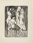 Otto Mueller. Three Girls Before the Mirror (Drei M&auml;dchen vor dem Spiegel). (c. 1922)