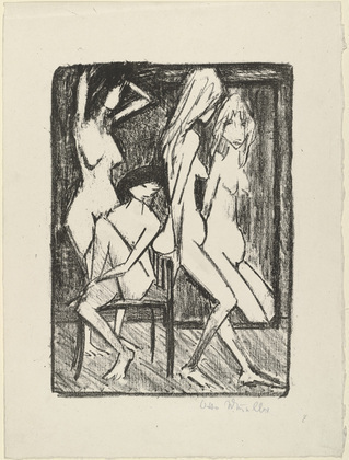 Otto Mueller. Three Girls Before the Mirror (Drei M&auml;dchen vor dem Spiegel). (c. 1922)