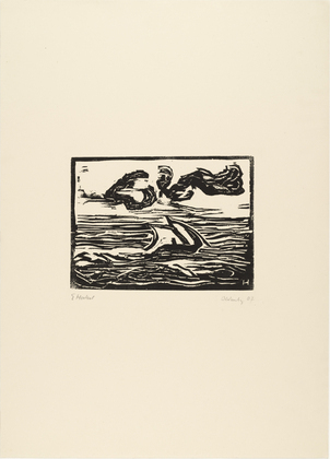 Erich Heckel. Sailboat (Segelboot) from the portfolio Br&uuml;cke 1908. 1907 (published 1908)