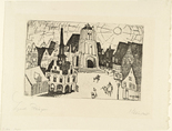 Lyonel Feininger. Sunrise (Sonnenaufgang) for the portfolio Dedicated to Arno Holz on the Occasion of his 60th Birthday by German Artists (Arno Holz zum sechzigsten Geburtstag gewidmet von deutschen K&uuml;nstlern). 1911