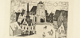 Lyonel Feininger. Sunrise (Sonnenaufgang) for the portfolio Dedicated to Arno Holz on the Occasion of his 60th Birthday by German Artists (Arno Holz zum sechzigsten Geburtstag gewidmet von deutschen K&uuml;nstlern). 1911