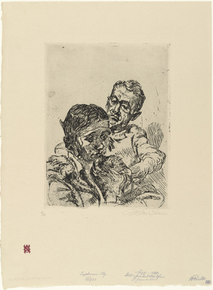 Ludwig Meidner. Man and Girl: Dr. Hans Huth and Tanja (Herr und M&auml;dchen: Dr. Hans Huth und Tanja) from the series "Heads." 17 Etchings ("K&ouml;pfe." 17 Radierungen). (1921, published 1922)