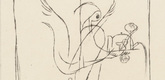 Paul Klee. A Guardian Angel Serves a Small Breakfast (Ein Genius serviert ein kleines Fr&uuml;hst&uuml;ck) for the yearbook Die Freude: Bl&auml;tter einer neuen Gesinnung (Joy: Papers for a New Consciousness). 1920