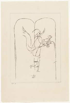 Paul Klee. A Guardian Angel Serves a Small Breakfast (Ein Genius serviert ein kleines Fr&uuml;hst&uuml;ck) for the yearbook Die Freude: Bl&auml;tter einer neuen Gesinnung (Joy: Papers for a New Consciousness). 1920