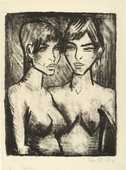 Otto Mueller. Two Girls - Half Nudes (Zwei M&auml;dchen - Halbakte). 1920