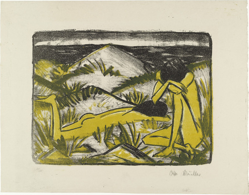 Otto Mueller. Two Girls in the Dunes at Sylt (Zwei M&auml;dchen in den D&uuml;nen, Sylt). (1920-1924)