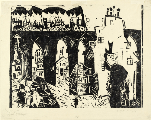 Lyonel Feininger. Railroad Viaduct (Die Eisenbahnbr&uuml;cke). 1919