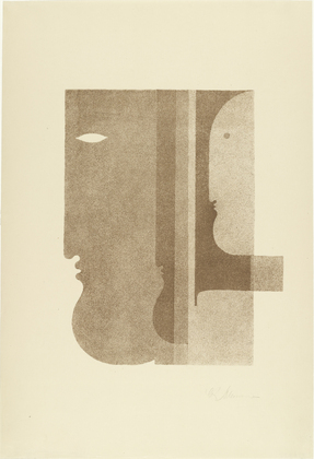Oskar Schlemmer. Two Profiles to the Left, One to the Right (Zwei Profile nach links, eines nach rechts) from Play on Heads (Spiel mit K&ouml;pfen). (c. 1920, published 1923)