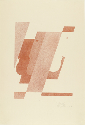 Oskar Schlemmer. Three Vertical Profiles, One Pointing to the Right (Drei Profile in Senkrechten, eines nach rechts) from Play on Heads (Spiel mit K&ouml;pfen). (c. 1920, published 1923)