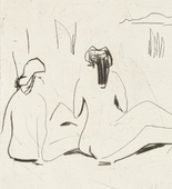 Ernst Ludwig Kirchner. Three Bathers at the Moritzburg Lakes (Drei Badende an den Moritzburger Seen) from the portfolio Br&uuml;cke 1910. (1909), published 1910