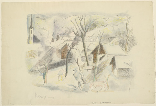 Rudolf Grossmann. Black Market Slaughter (Die Schwarzschlachtung)  for the portfolio M&uuml;nchener Neue Sezession. (1919)