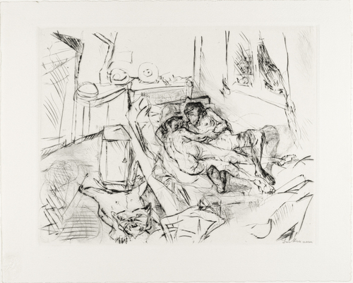 Max Beckmann. Lovers I (Liebespaar I) from Faces (Gesichter). (1916, published 1919)