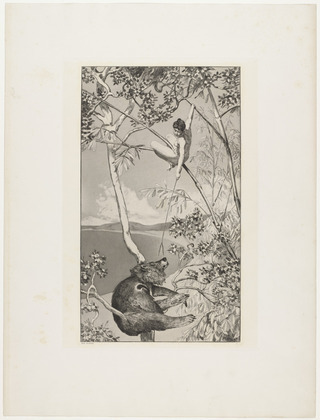 Max Klinger. Bear and Elf (B&auml;r und Elfe) (plate I) from Intermezzos, Opus IV (Intermezzi, Opus IV). (first published 1881), print executed 1880