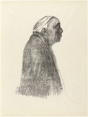 K&auml;the Kollwitz. Self-Portrait in Profile Toward Right (Selbstbildnis im Profil nach rechts). (c. 1938, published 1947)