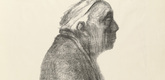 K&auml;the Kollwitz. Self-Portrait in Profile Toward Right (Selbstbildnis im Profil nach rechts). (c. 1938, published 1947)