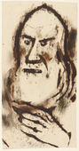 Christian Rohlfs. Old Men's Heads (Greisenk&ouml;pfe) (partial print, in reverse). (1912)