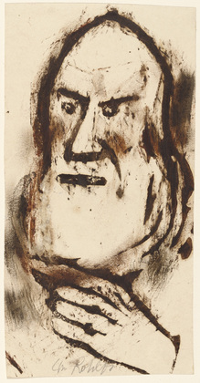 Christian Rohlfs. Old Men's Heads (Greisenk&ouml;pfe) (partial print, in reverse). (1912)