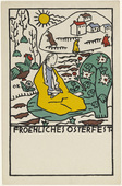 Oskar Kokoschka. Girl in Meadow Before a Village (M&auml;dchen auf Wiese vor einem Dorf (postcard). (1908)