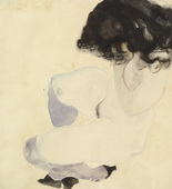 Egon Schiele. Nude with Violet Stockings and Black Hair (Akt mit violetten Str&uuml;mpfen und schwarzem Haar). 1912