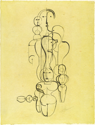 Oskar Schlemmer. Concentric Group: Figure Plan K1 (Konzentrische Gruppe: Figurenplan K) from the portfolio New European Graphics, 1st Portfolio: Masters of the State Bauhaus, Weimar (Neue europ&auml;ische Graphik, 1. Mappe: Meister des Staatlichen Bauhauses in Weimar). (1921)