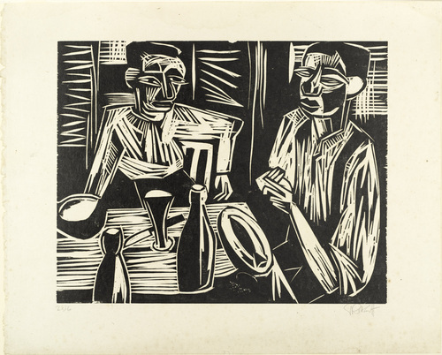 Karl Schmidt-Rottluff. Two Men at a Table (Zwei M&auml;nner am Tisch). 1923