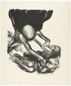 K&auml;the Kollwitz. Death Grabbing at a Group of Children (Tod greift in eine Kinderschar) from the series Death (Tod). (1934)