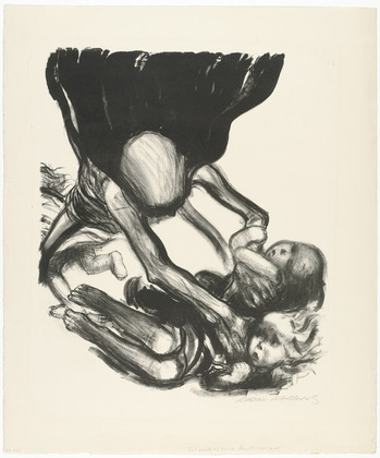 K&auml;the Kollwitz. Death Grabbing at a Group of Children (Tod greift in eine Kinderschar) from the series Death (Tod). (1934)