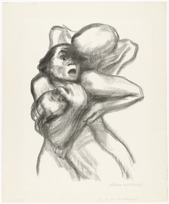 K&auml;the Kollwitz. Death Seizes a Woman (Tod packt eine Frau) from the series Death (Tod). (1934)