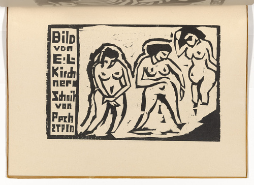 Max Pechstein. Bathers (Badende) (plate, folio 14) from KG Br&uuml;cke. 1910