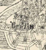 Paul Klee. Yet Berlin, Our Citadel ... (Berlin dagegen unsere Hochburg...) from Potsdamer Platz oder Die N&auml;chte des neuen Messias. Ekstatische Visionen (Potsdamer Platz or The Nights of the New Messiah. Ecstatic Visions). 1919