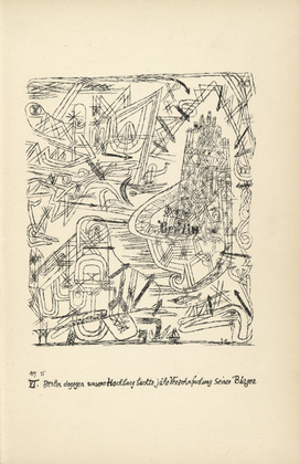 Paul Klee. Yet Berlin, Our Citadel ... (Berlin dagegen unsere Hochburg...) from Potsdamer Platz oder Die N&auml;chte des neuen Messias. Ekstatische Visionen (Potsdamer Platz or The Nights of the New Messiah. Ecstatic Visions). 1919