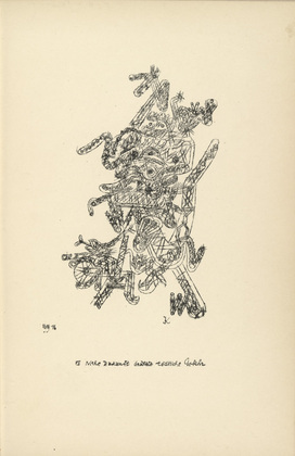 Paul Klee. The Near Future Holds Mortal Danger (Nahe Zukunft br&uuml;tete t&ouml;dliche Gefahr) from Potsdamer Platz oder Die N&auml;chte des neuen Messias. Ekstatische Visionen (Potsdamer Platz or The Nights of the New Messiah. Ecstatic Visions). 1919
