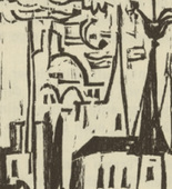 Ernst Ludwig Kirchner. Curse Against the Cities V (Verfluchung der St&auml;dte V) (headpiece, page 30) from Umbra vitae (Shadow of Life). 1924