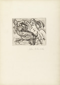Oskar Kokoschka. Rooster Kicking a Hen (Hahn, eine Henne tretend) (frontispiece) from Geh, mach die T&uuml;r zu, es zieht! (Close the Door, Will You, There Is a Draft!). 1926 (executed 1925/26)