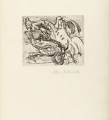 Oskar Kokoschka. Rooster Kicking a Hen (Hahn, eine Henne tretend) (frontispiece) from Geh, mach die T&uuml;r zu, es zieht! (Close the Door, Will You, There Is a Draft!). 1926 (executed 1925/26)