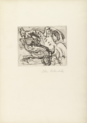 Oskar Kokoschka. Rooster Kicking a Hen (Hahn, eine Henne tretend) (frontispiece) from Geh, mach die T&uuml;r zu, es zieht! (Close the Door, Will You, There Is a Draft!). 1926 (executed 1925/26)