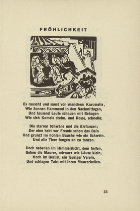 Ernst Ludwig Kirchner. Joyfulness (Fr&ouml;hlichkeit) (headpiece, page 33) from Umbra vitae (Shadow of Life). 1924