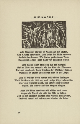 Ernst Ludwig Kirchner. The Night (Die Nacht) (headpiece, page 34) from Umbra vitae (Shadow of Life). 1924