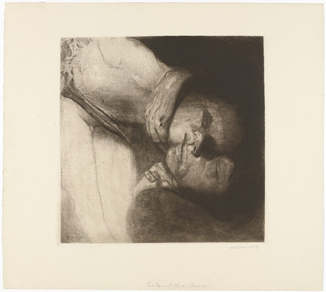 K&auml;the Kollwitz. Death, Woman, and Child (Tod, Frau und Kind). (1910, printed c. 1931 or after)