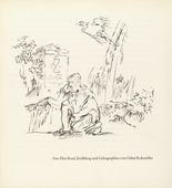 Oskar Kokoschka. Self-Portrait of the Artist Lost in Thought in Front of Gravestone (Selbstbildnis des vor einem Grabstein in Gedanken versunkenen K&uuml;nstlers) (title page) from Ann Eliza Reed. 1952