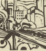 Ernst Ludwig Kirchner. The Misty Cities (Die Nebelst&auml;dte) (headpiece, page 43) from Umbra vitae (Shadow of Life). 1924