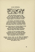 Ernst Ludwig Kirchner. The Birds (Die V&ouml;gel) (headpiece, page 45) from Umbra vitae (Shadow of Life). 1924