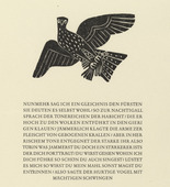Gerhard Marcks. Hawk with Nightingale in His Claws (Habicht mit Nachtigall in den F&auml;ngen) (headpiece, page 5) from Aesop's Fables (Tierfabeln des Aesop). (1950, print executed 1949-50)