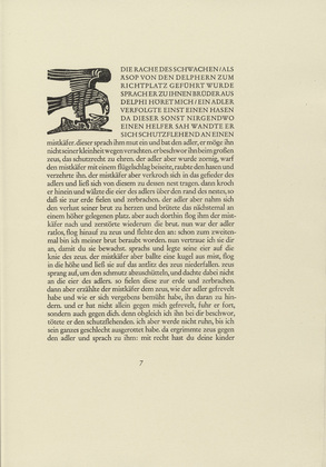 Gerhard Marcks. Eagle with a Rabbit in His Claws (Adler mit Hasen in den F&auml;ngen) (headpiece, page 7) from Tierfabeln des Aesop (Aesop's Fables). (1950, print executed 1949-50)