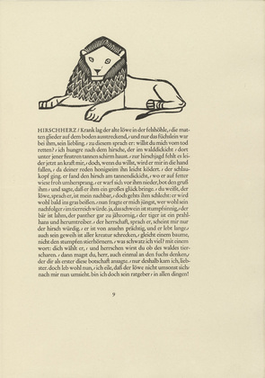 Gerhard Marcks. Old Lion (Alter L&ouml;we) (in-text plate, page 9) from Tierfabeln des Aesop (Aesop's Fables). (1950, print executed 1949-50)