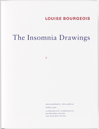 Louise Bourgeois. Insomnia, frontispiece, from the illustrated book,  Louise Bourgeois: The Insomnia Drawings. 2000