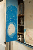 Louise Bourgeois. The kitchen cabinet in Louise Bourgeois's NYC home on which she had painted "We Love You," as seen in 2016