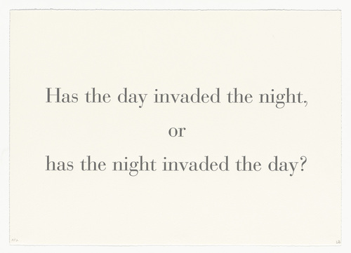 Louise Bourgeois. Has the Day Invaded the Night, or Has the Night Invaded the Day?, no. 5 of 9, component B, from the series, What Is the Shape of This Problem? 1999