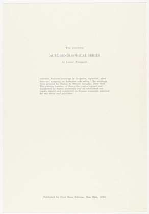Louise Bourgeois. Autobiographical Series. 1994